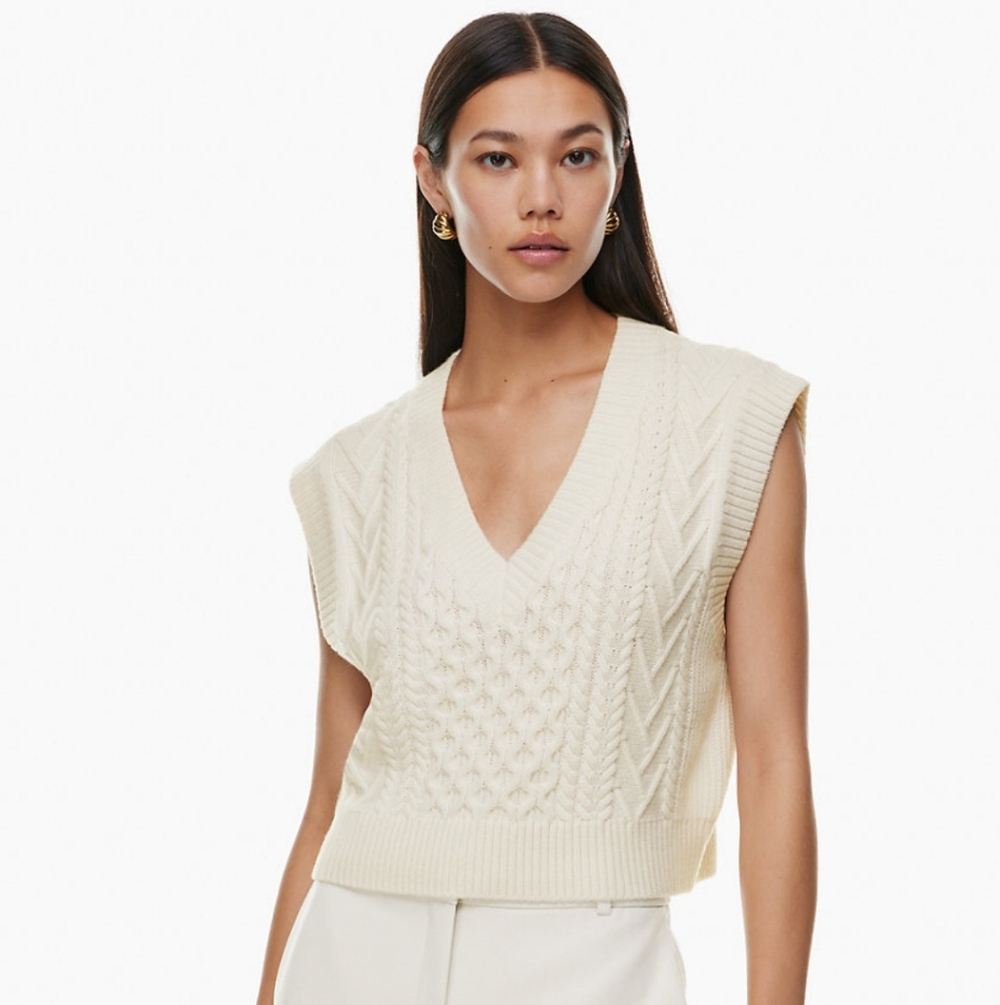 Babaton Emporia Vest Merino Wool Sweater Vest Beige Bone Cream Birch XS - Picture 11 of 11